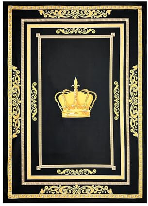 Belle Arti Kuscheldecke Fleecedecke Wohndecke Tagesdecke Sherpa Fleece Decke Sofa Couch mit Krone Motiv in schwarz Gold - 150x200cm - flauschig und kuschelweich