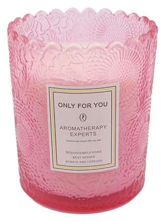 ZONADAH Duftkerze, Weihnachtskerzen, natürliche Sojawachskerzen, großes Glasgefäß, lange Brenndauer, Luxuskerze, Geschenk für Frauen, Hochzeit, Heimdekorationen, Rosa