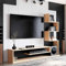 Miroytengo Módulo de TV para Salón Comedor Snake Estilo Industrial en Color Roble Artisan y Negro con 4 Estantes 160x130x29 cm