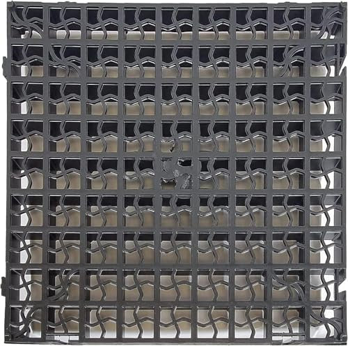 (Pack of 12) Black Plastic Paving Driveway Grid Turf Grass Lawn Path Gravel Protector Drainage Mat