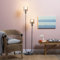 Lightbox Stehlampe mit geriffeltem Rauchglas Lampen-Schirmen & Fuss-Druck-Schalter | 152 x 28 x 34 cm | Deko Standleuchte | E27 | elegante Schlafzimmer-Lese-Lampe aus Glas/Metall in Grau/Transparent