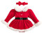 CocMouse Baby Mädchen Weihnachtskleid Samt Strampler Kleid Pelzbesatz Langarm Weihnachtsmann Overall Weihnachtsmütze Xmas Outfits, Stil 4 - Rot, 6-12 Monate