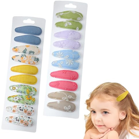 SULIUDAJI 20 Piezas Ganchos Para El Pelo Para Bebés Y Niñas, Mini Lazo, Horquillas Para El Pelo Para Niña, Pinzas Para El Pelo Pinzas De Metal Para El Pelo, Pinzas Antideslizantes, Tela Bordada,Flores