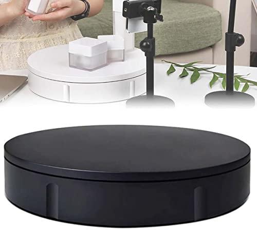 Plato giratorio eléctrico, plato giratorio eléctrico de 360 grados, capacidad de 220 lb, fotografía de productos, exhibición de pasteles y joyas, soporte de exhibición giratorio, negro, 30 cm