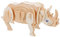 KOMBIUDA Handmade Wooden Puzzle for Children 3D Rhino Puzzle Toy Fun Learning Activity