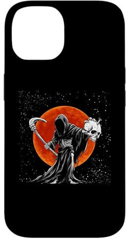 Custodia per iPhone 14 Il Grim-Reaper Scheletro Cranio Morte Falce Grunge Horror
