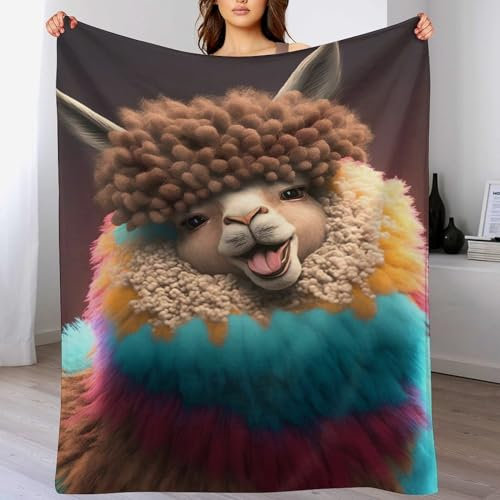 Alpaka Decke Wohndecke Warm & Kuschelig Waschbar, Überwurf Ideal Für Draußen, Camping, Couch, Bett, Reisen – Superweiche Wolldecke （130×180cm）