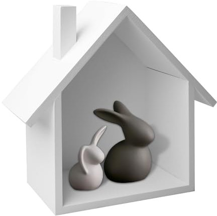 BAIFULAI Wandregal Hausform: Deko Figur Für Zuhause, Dekoratives Minimalistisches Holzregal, Für Wohnzimmer, Kinderzimmer Und Büro (23.6 x 18.6 x 7.6 cm, Weiß)