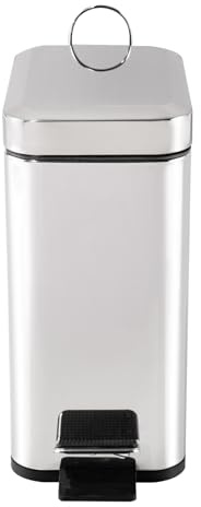 HTI living Pedalmülleimer Modern 5 Liter Silber Abfalleimer mit Soft-Close-Deckel