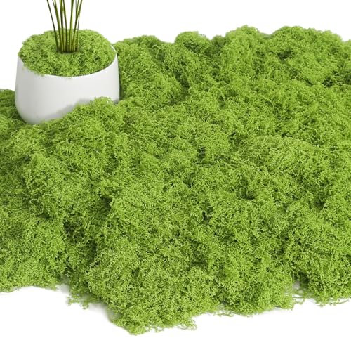DELAESI Musgo artificial de 200 g, musgo artificial verde claro para manualidades, plantas de liquen verde falso, musgo decorativo para plantas en maceta, arte, terrarios, manualidades, hogar, jardín,