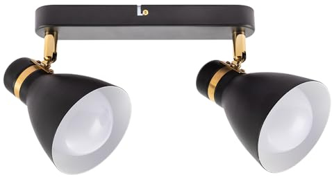 ARTE LAMP Deckenstrahler & Wandleuchte 2-flammig schwenkbare Spots für Wohnzimmer, Schwarz, E27, 36 x 11 x 16 cm