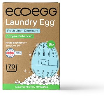 Ecoegg Bio-Wäscheei mit 70 Waschgängen im Lieferumfang enthalten | Fresh Linen Waschmittel | Keine Phosphate, kein Palmöl, keine Chlorbleiche oder Petrochemikalien | empfindliche Haut