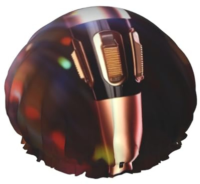 Bonnet de douche avec microphone karaoké pour homme et femme - Grand bonnet de douche réutilisable double couche étanche - Bande élastique - Pour toutes les coiffures - Facile à transporter