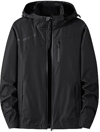 Veste coupe-vent imperméable multi-poches pour homme - Respirante - Grande taille - Fermeture éclair intégrale - Vêtement d'extérieur décontracté pour randonnée, camping