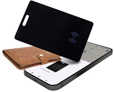 Wallet Tracker Karte für Android, Kabellos Wiederaufladbarer Smart Tracking Karte, Dünne Geldbörsen Tracker Karte Kompatibel mit Google Find Hub APP (Android NUR), für Koffer/Taschen, Schwarz
