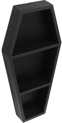 LOLIPPYY Gothic Sarg Regal aus Holz Wand Tisch Organizer Robustes Coffin Shelf mit Feiner Verarbeitung Vielseitiges Dekoregal für Pflanzen Kerzen Sammlerstücke Halloween Zimmerdeko
