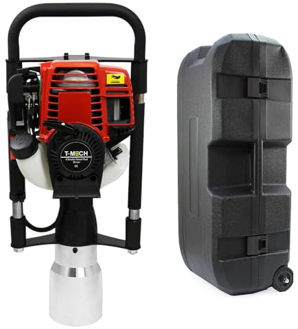 Petrol Post Driver 4-Stroke 120mm with Carry Case & Tool Kit – Heavy Duty Fence Post Knocker, CE Certified Pile Driver Jack Hammer for Fencing Bundle