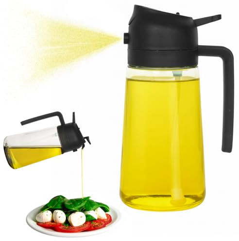 Argon Tableware 470ml Olive Oil Spray Bottle 2-in-1 Kitchen Glass Dispenser | Glass Bottle, 470ml, 2-in-1 Mist & Pour Sprayer, Built-In Filter, Airtight Seal, Non-Drip Spout, Oil Vinegar Water Use