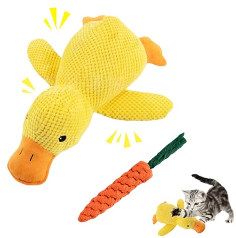 Anti Stress Ente für Hunde,Ente Hundespielzeug,Antistressente für Hunde,Gelbes Quietschspielzeug,Hundespielzeug Unzerstörbar,Gelbe Quietschendes Kuscheltier Spielzeug,Dog Toys für Kleine,Mittlere