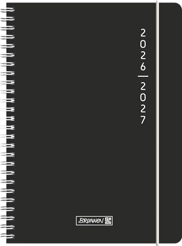 Schülerkalender 2026/2027 Plain Black | A5, Kunststoff: 2 Seiten = 1 Woche ; Kalendarium: 18 Monate Juli 2026 bis Dezember 2027