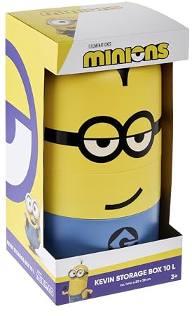 keeeper kevin Minions Aufbewahrungsbehälter, 10 l, Sunny Yellow | Ikonisches Minions Design, Praktisches Loch im Deckel zum leichten Öffnen, Cleveres Verbindungsteil am Boden, Stapelbar