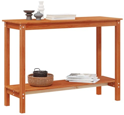 vidaXL Konsolentisch Wachsbraun 110 x 40 x 80 cm Massives Kiefernholz, Moderner Konsolentisch für Wohnräume, rechteckig, stabil aus Kiefer, viel Stauraum, optimal für Deko und Akzente