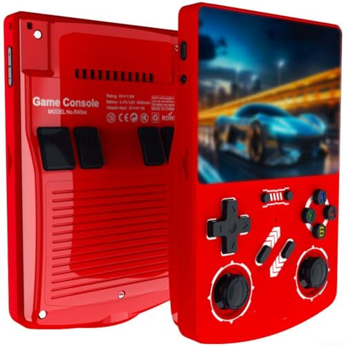 R40XX Console di gioco portatile retrò | Display HD da 4,2 pollici | 128 GB di spazio di archiviazione | per sistema Linux portatile per lettore arcade con due giocatori | nero bianco grigio rosso