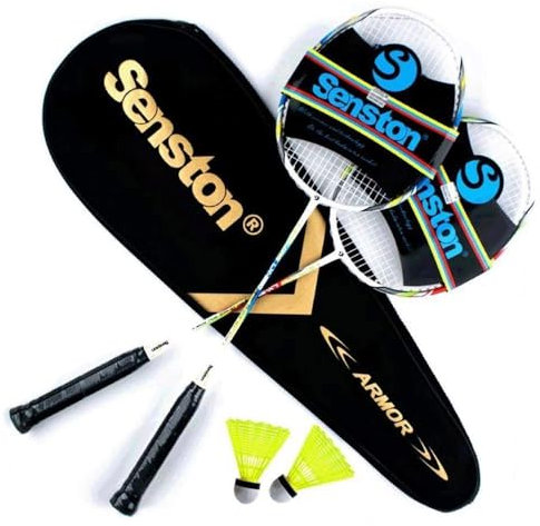 Senston 2 Pieces Badminton Set, lightweight 100% Graphite Shaft Badminton Racket, Various Sets Available, Including Premium Badminton Bag, 2 Badminton shuttlecock
