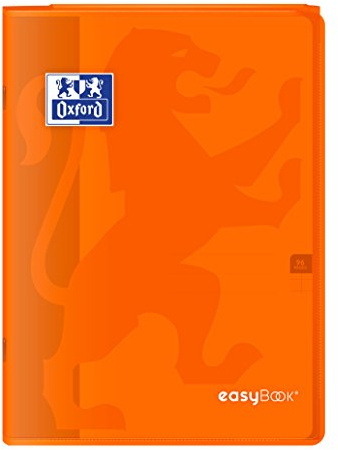 Oxford 400100012 EasyBook Notizbuch, A4, 96 Seiten, 90 g, große Seyès-Karos, Orange