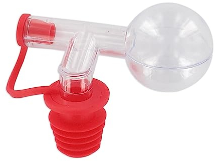 Fackelmann 004032 Doseur à alcool, boule pour dosage d'alcool, bec doseur pour bouteille, bouchon doseur 2,5 cl, Plastique, Rouge, 9 x 7 cm