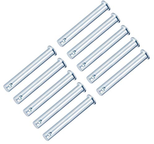 sourcing map 10 Stück Einloch Gabelbolzen 10mm x 80mm Flachkopf verzinkter Stahl