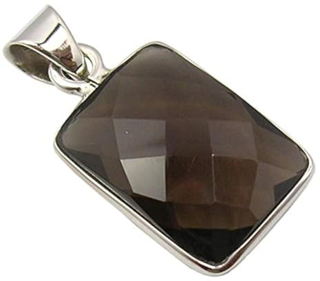 SilverStarJewel 925 Stempel Sterling Silber Rauchquarz Halskette Anhänger 2,8 cm