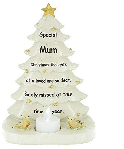 Special Mum Christmas Tree & Robin Memorial Tealight Candle Ornament Plaque With Verse