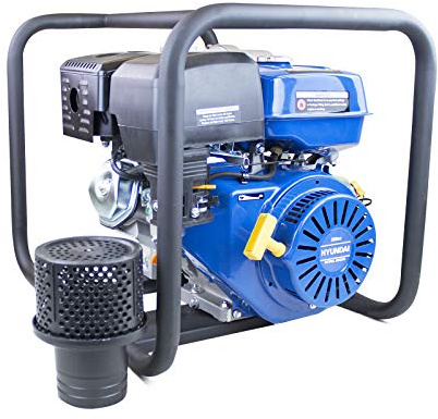 Hyundai 389cc Professional Petrol Clean Water Pump, 4” (100mm) High Flow Open Frame Pump, 20m Total Lift, Centrifugal Pump with Cast Iron Impeller, 75,000L/hr, 3 Year Warranty