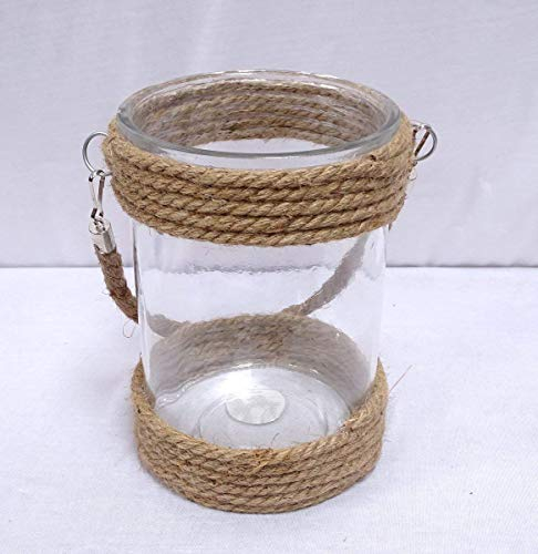 linoows Windlicht, Teelicht-Halter, Gartenlicht im Glas mit Jute Kordel, Kerzenhalter