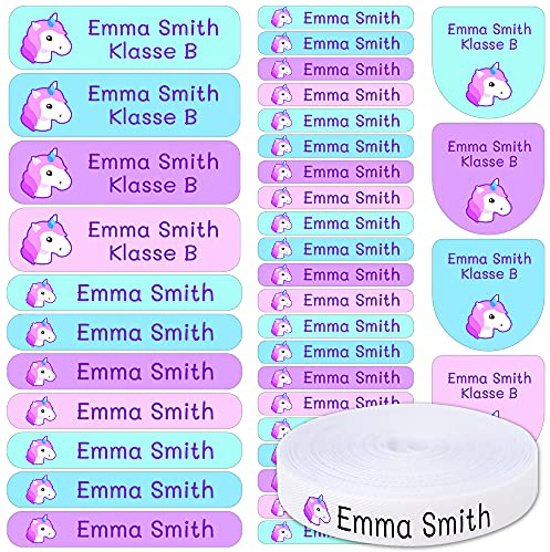 Haberdashery Online: 155 pegatinas personalizadas para marcar ropa y objetos. 100 etiquetas de tela termoadhesiva para planchar en la ropa + 55 etiquetas adhesivas resistentes al agua