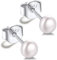 Silvora Perlenohrringe Silber 925 Klassische Perlen Ohrstecker 4mm Button Weiß Süßwasser Zuchtperlen für Damen S925 Silber Perlenohrstecker mit Echten Perlen