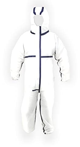 KELI - Combinaison de Protection avec capuchon Cat. III type 5 et 6 - en Polypropylène - élastique sur poignets, Chevilles, Capuche, Blanc (L)