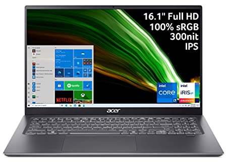 Acer Swift 3 Thin & Light Laptop 16.1 Full HD IPS 100% sRGB Intel Core i7-11370H Intel Iris Xe Graphics 16GB LPDDR4X 512GB SSD Wi-Fi 6 Fingerprint Reader Back-lit KB SF316-51-740H