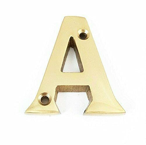 Ironmongery Solutions® House Door Letters A to Z in Polished Brass - Fit To All Types of Door 50mm (A)
