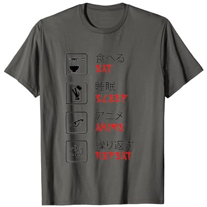 Eat Sleep Anime Repeat Kanji Otaku Manga Anime Gift T-Shirt