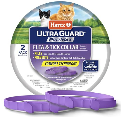 Hartz UltraGuard ProMax Flea & Tick Collar for Cats I 14 Months Protection I Soft & Comfortable | Flea & Tick Prevention I 2 Pack