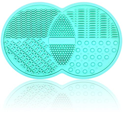 Makeup Brush Cleaning Mat, Silicone Makeup Brush Scrubber, Makeup Brush Cleaner Pad, Cosmetic Brush Cleaner, Brush Cleaning Pad, Suitable for Makeup Brush, Makeup Sponge, Powder Puff (Green)