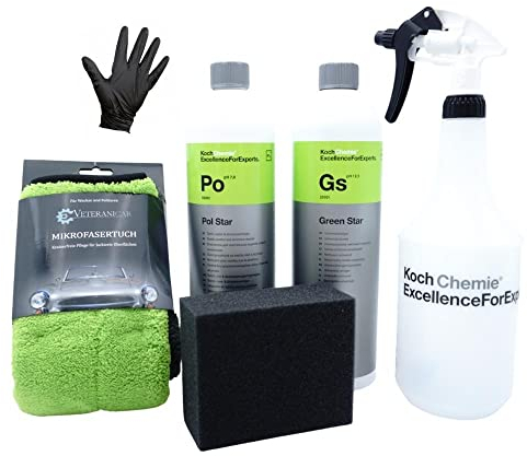 Veteranicar Koch Chemie Pol Star Textil-, Leder- & Alcantarareiniger 1L Set (Zubehör + Koch Chemie Green Star 1000ml)