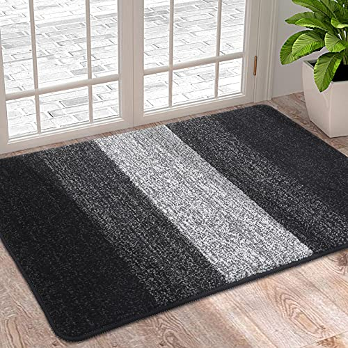 Homaxy Door Mats Indoor, Machine Washable Soft Doormats, Dirt Trapper Super Absorbent Entrance Rug, Non-slip Floor Mats For Inside, Front Back Door, Pets and Dogs (50 X 80 cm, Black)