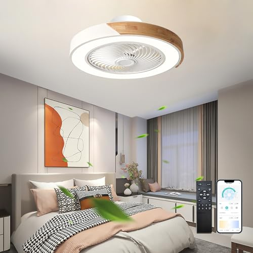KVOYYIRA Tour Ventilateur De Plafond Avec Lampe Et Telecommande Silencieux LED Dimmable Plafonnier Ventilateur 5 Pales DC Reversible Lustre Ventilateur Été Hiver Disponible Pour Chambre Salon-White