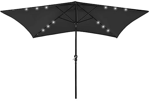 vidaXL Sonnenschirm mit LEDs und Stahl-Mast Schwarz 2x3 m