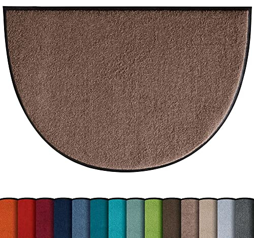 Erwin Müller Fußmatte Mainz, Schmutzfangmatte, Sauberlaufmatte Uni Nougat Größe 50x75 cm halbrund - rutschfest, pflegeleicht, für Fußbodenheizung geeignet (weitere Farben, Größen)