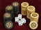 Original Handgefertigte Holz Backgammon DAMA Mosaik Steine 30 Stück aus Holz in Handgefertigt Samtbeute mit 4 Würfelsteine (Ø20 mm)