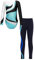 iEFiEL Mädchen Turnanzug Glitzer Gymnastik Leotard Langarm Akrobatik Anzug Tanzkostüme Turnbody Jumpsuit mit Sport Leggings Blau 146-152